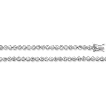 Sterling Silver 4mm Round Cubic Zirconia Set Chain Necklace 17 - 34  Inch