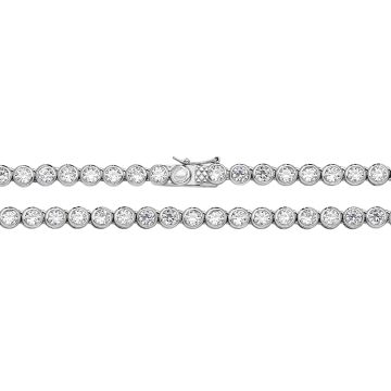 Sterling Silver 5mm Round Cubic Zirconia Set Chain Necklace 17 - 36 Inch