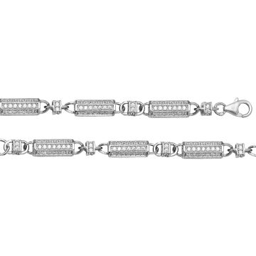 Sterling Silver 6mm Cubic Zirconia Set Chain Necklace 28 - 32 Inch