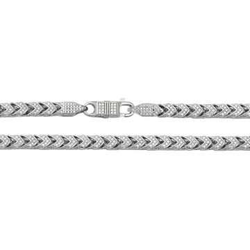 Sterling Silver 6mm Cubic Zirconia Set Arrow Chain Necklace 22 - 32 Inch