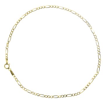 9ct Solid Gold 2mm Figaro Anklet Size 10 Inch For Women