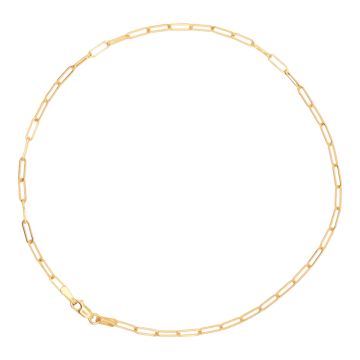 9ct Solid Gold 2mm Paper Clip Anklet Size 10 Inch For Women