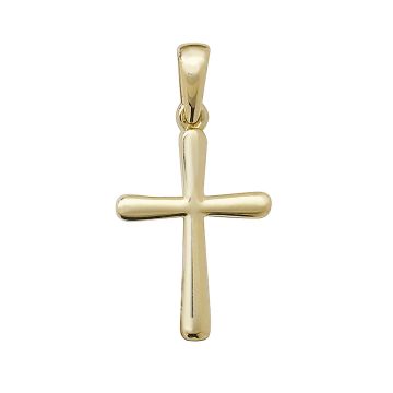 Boys 9ct Gold 18mm Round Edge Plain Cross Pendant