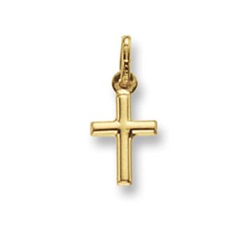 9ct Gold 10mm Plain Tubular Cross Pendant