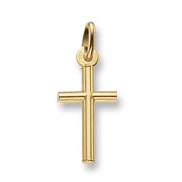 Boys 9ct Gold 17mm Plain Tubular Cross Pendant