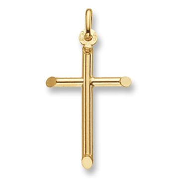 Boys 9ct Gold 25mm Plain Tubular Cross Pendant