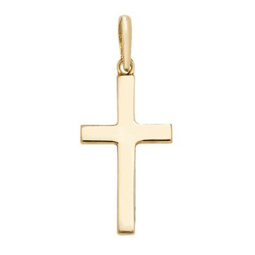 Boys 9ct Gold 23mm Solid Plain Cross Pendant