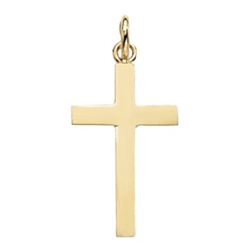 Boys 9ct Gold 24mm Flat Plain Cross Pendant