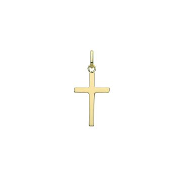 Boys 9ct Gold 20mm Semi Solid Plain Cross Pendant