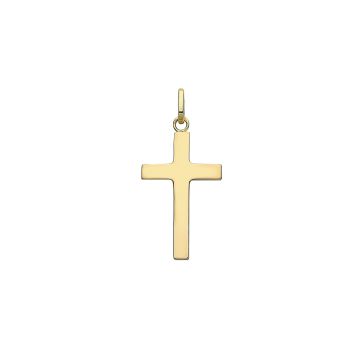 Boys 9ct Gold 24mm Semi Solid Plain Cross Pendant