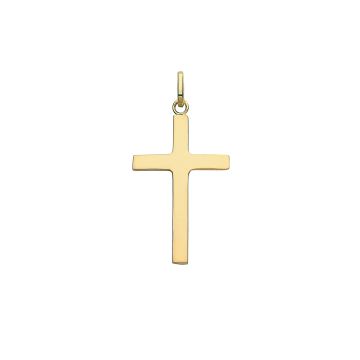 Boys 9ct Gold 27mm Semi Solid Plain Cross Pendant