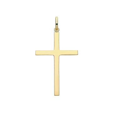 Boys 9ct Gold 37mm Semi Solid Plain Cross Pendant