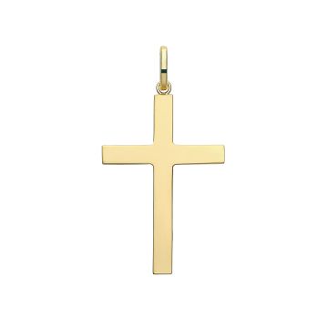 Boys 9ct Gold 36mm Semi Solid Plain Cross Pendant