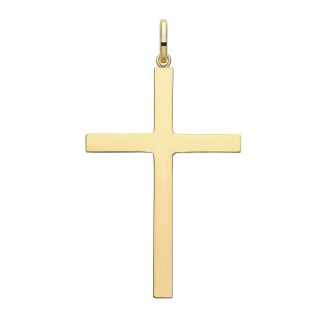 Boys 9ct Gold 46mm Semi Solid Plain Cross Pendant