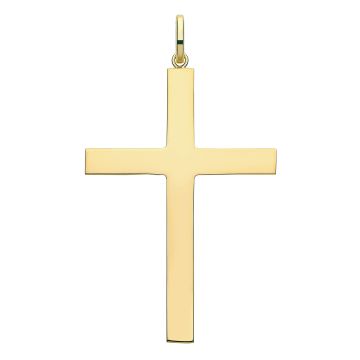 Boys 9ct Gold 50mm Semi Solid Plain Cross Pendant