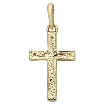 Boys 9ct Gold 22mm Patterned Cross Pendant