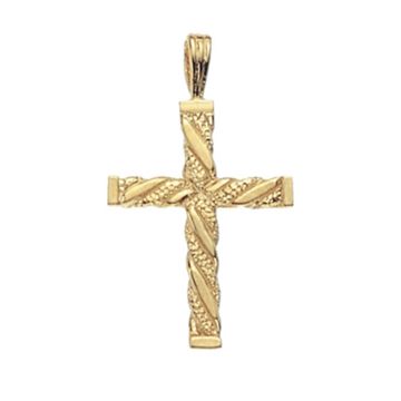 Boys 9ct Gold 26mm Square Twist Cross Pendant