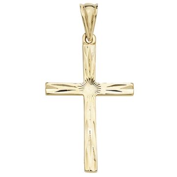 Boys 9ct Gold 41mm Patterned Cross Pendant