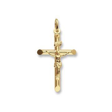 Boys 9ct Gold 34mm INRI Tubelier Crucifix Cross Pendant