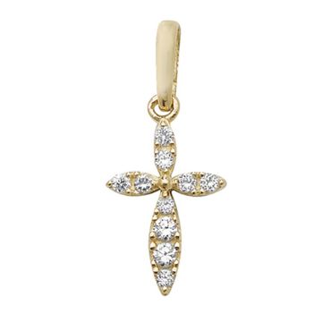 9ct Gold 11mm Cubic Zirconia Set Cross Pendant