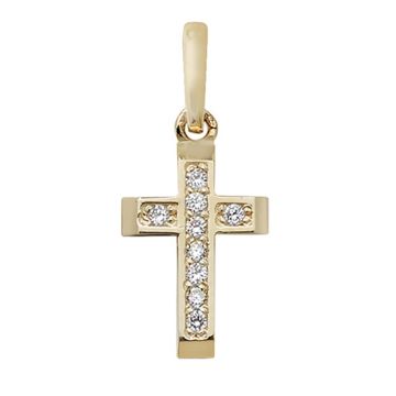 9ct Gold 10mm Cubic Zirconia Set Cross Pendant