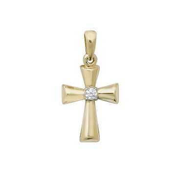 Boys 9ct Gold 15mm Cubic Zirconia Cross Pendant