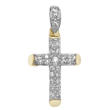 Boys 9ct Gold 23mm Tubular Cubic Zirconia Cross Pendant