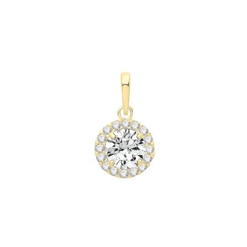 Boys 9ct Gold 6mm Round Cubic Zirconia Pendant