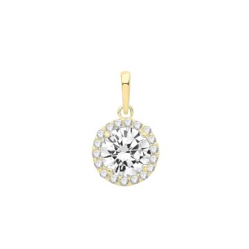 Boys 9ct Gold 7mm Round Cubic Zirconia Pendant