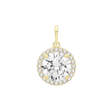Boys 9ct Gold 10mm Round Cubic Zirconia Pendant