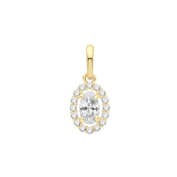 Boys 9ct Gold 8mm Oval Cubic Zirconia Pendant