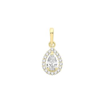 9ct Gold 7mm Teardrop Cubic Zirconia Pendant