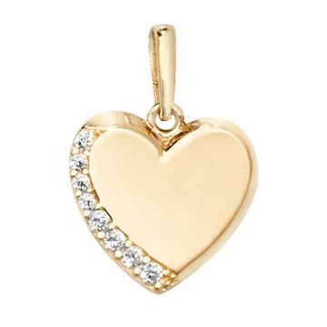 Boys 9ct Gold 10mm Cubic Zirconia Heart Pendant