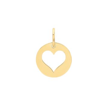 9ct Gold 9mm Round Heart Pendant