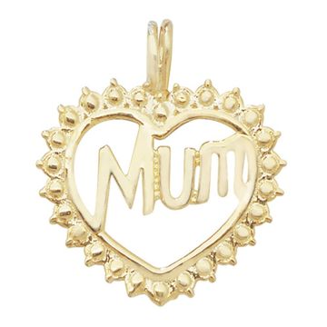 9ct Gold 15mm Mum Heart Pendant