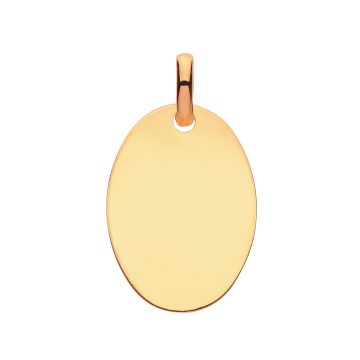 9ct Gold 15mm Plain Engravable Oval Dog Tag Pendant