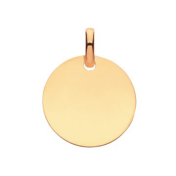 9ct Gold 13mm Plain Engravable Round Disc Dog Tag Pendant