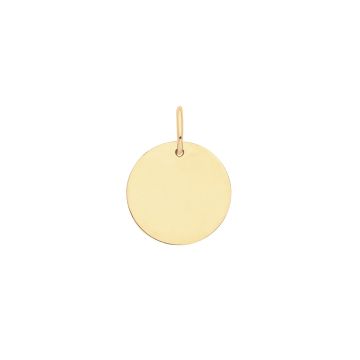9ct Gold 11mm Plain Engravable Round Disc Dog Tag Pendant