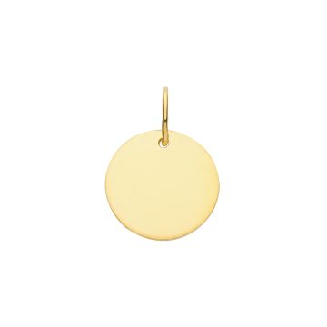 9ct Gold 12mm Plain Engravable Round Disc Dog Tag Pendant