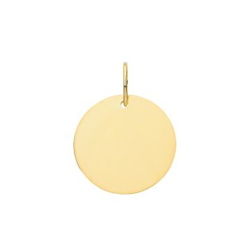 9ct Gold 13mm Plain Engravable Round Disc Dog Tag Pendant