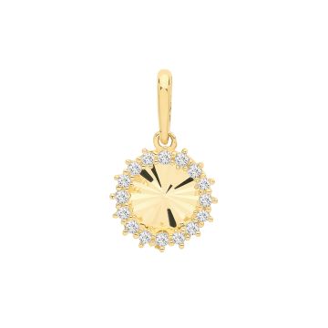 Boys 9ct Gold 8mm Round Cubic Zirconia Set Pendant
