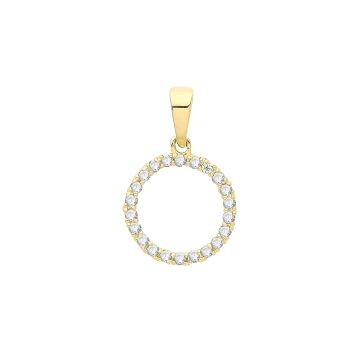 9ct Gold 9mm Round Cubic Zirconia Set Pendant
