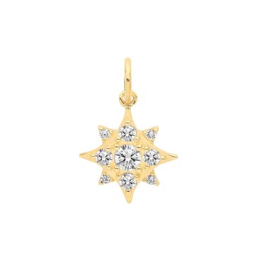 9ct Gold 11mm Cubic Zirconia Set Star Pendant