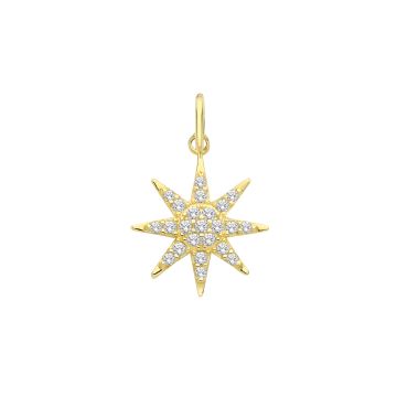 Boys 9ct Gold 10mm Cubic Zirconia Encrusted Star Pendant
