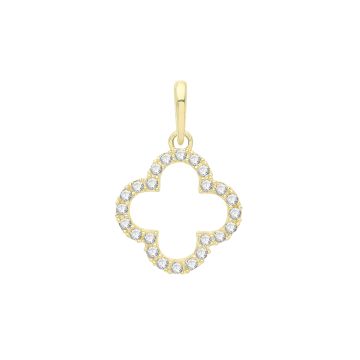 9ct Gold 10mm Cubic Zirconia Set Quatrefoil Pendant
