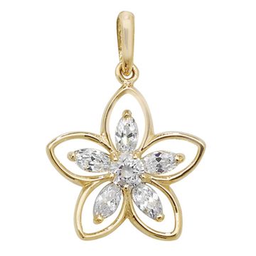 Boys 9ct Gold 13mm Cubic Zirconia Flower Pendant