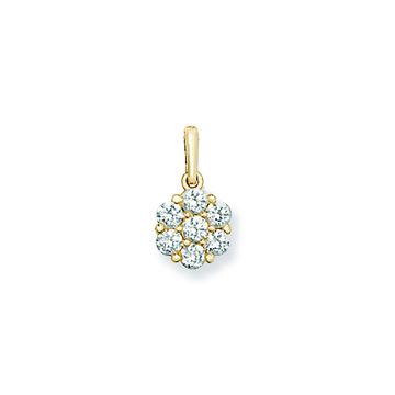Boys 9ct Gold 7mm Cubic Zirconia Flower Pendant