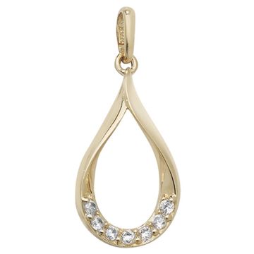 Boys 9ct Gold 17mm Cubic Zirconia Open Tear Drop Pendant