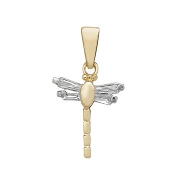 9ct Gold 12mm Cubic Zirconia Dragonfly Pendant