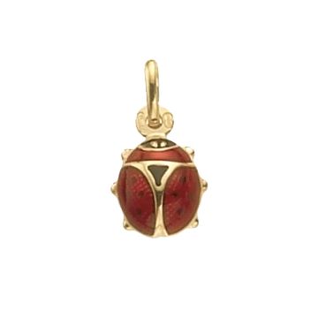 Mens 9ct Gold 10mm Enameled Ladybird Pendant